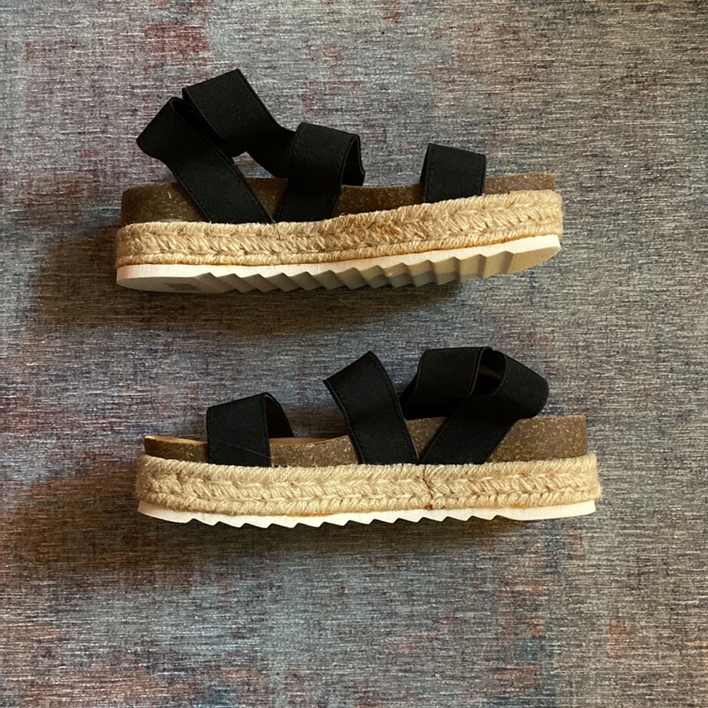New Black Espadrille Platform Sandal